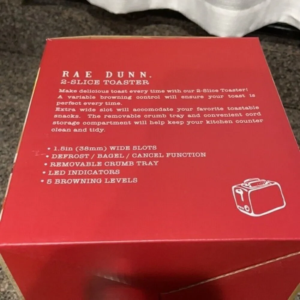 NWT New in Box Rae Dunn Joy Red Silver White 2 Slice Snowflake Toaster Christmas